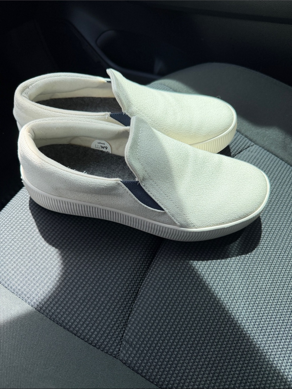 Allbirds Cream Slip-On Sneakers with Navy Accents
